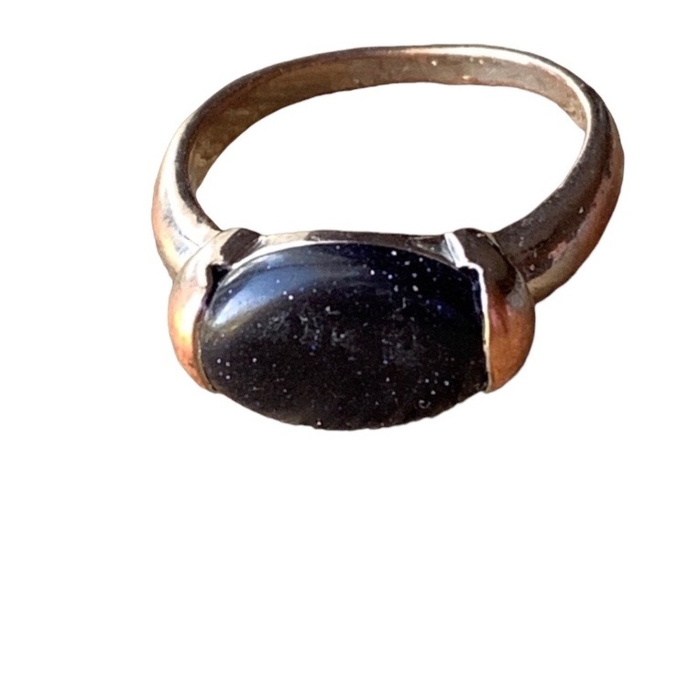 Vintage Black Sandstone Sparkling Starry Night Ring Women’s Jewelry